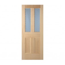 Blue Gothic etched glass door 