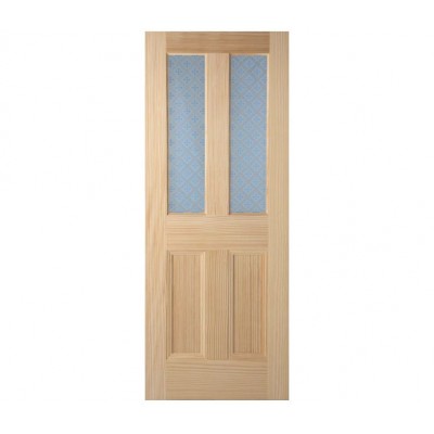 Blue Gothic etched glass door 
