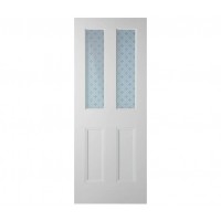 Clear Gothic etched glass door 