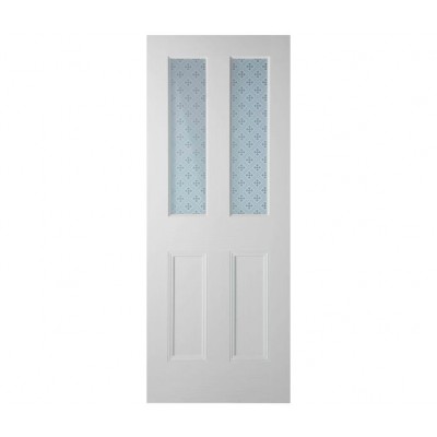 Clear Gothic etched glass door 