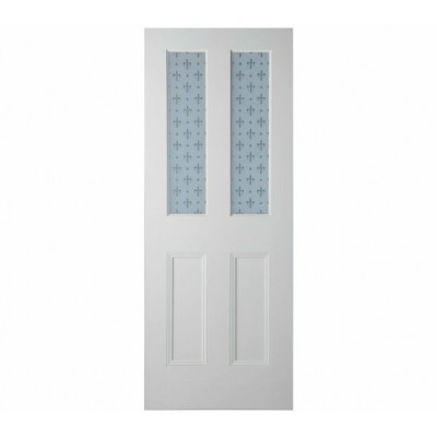 Fleur de Lys etched glass door