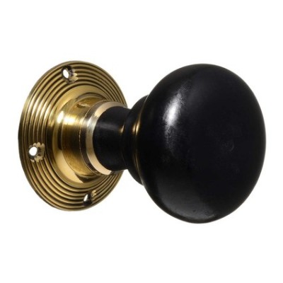 Vintage wooden 'Bun' door knob - black