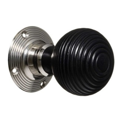 Vintage wood & nickel 'Beehive' door knob - black Vintage wood & nickel 'Beehive' door knob - black